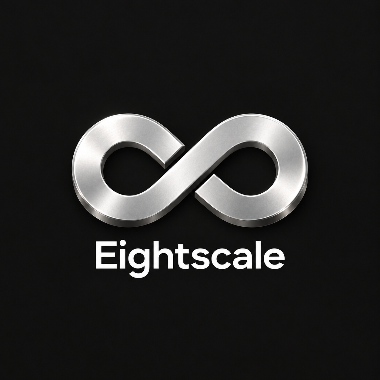 Sidabrinis trimatis Eightscale begalybės logotipas